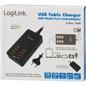 Estación de carga 44W 8.8A - 8x USB-A
