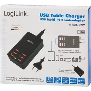 Estação de carregamento 32W 6.4A - 6x USB-A