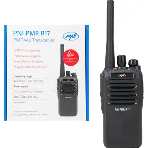 Walkie-talkie 16 canais 12Km PMR446 c/ rádio FM + base de carregamento - IP68