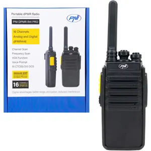 Walkie-talkie compacto Digital/Analógico (16CH) dPMR446 recarregável