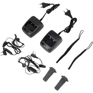 Kit de 2 Walkie-talkies camuflados 16 canais PMR446 10km c/ auscultadores + base de carregamento