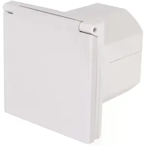 Tomada CEE monofásica macho 3 pólos (2P+T) 16A de painel com tampa p/ caravanas - IP44