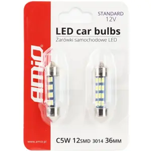 Lâmpada LED Festoon (C5W) 12xSMD3014 12V 0.5W - corpo de vidro - 36mm [2 unid.]