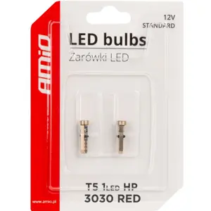 Lâmpada LED T5 W2x4.6d 12V 0.5W 30lm [2 pcs] - VERMELHO