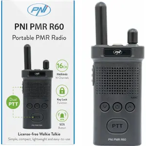 Walkie-talkie compacto 16 canais PMR446 VOX SOS - recarregável via USB-C