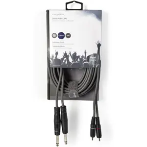 Cabo áudio 2xRCA macho - 2x Jack6.3mm mono macho - 5.0m