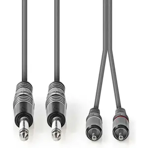 Cabo áudio 2xRCA macho - 2x Jack6.3mm mono macho - 5.0m