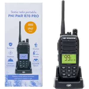 Walkie Talkie profissional 99 canais 10Km PMR446 VOX c/ base carregamento - IP67