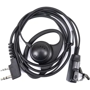 Auricular c/ suporte auditivo e microfone (duplo-Jack) para estações rádio PMR (Kenwood / PNI)