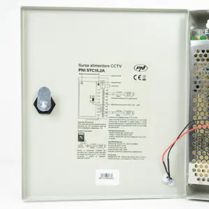 Fonte de alimentação CCTV em caixa metálica - 12V 15A 180W - 9 saídas