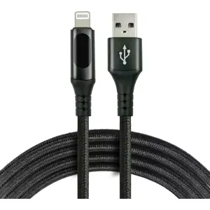 Cabo USB ➝ Lightning c/ display, carregamento rápido e revestimento nylon - 1.0m