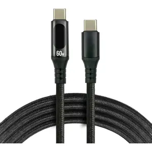 Cabo USB-C ➝ USB-C c/ display LCD, carregamento rápido e revestimento a nylon - 1m