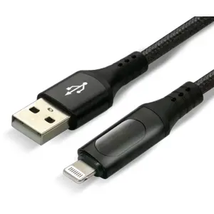 Cabo USB ➝ Lightning c/ display, carregamento rápido e revestimento nylon - 1.0m