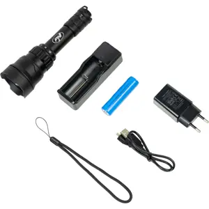 Lanterna LED profissional Tri-Color (Branco/Vermelho/Verde) 10W 540lm recarregável 3000mAh - IPX6