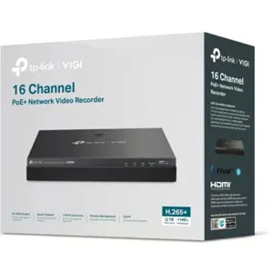 Gravador de Vídeo NVR c/ PoE p/ câmaras IP 16MPx e Alarmes - 16 canais