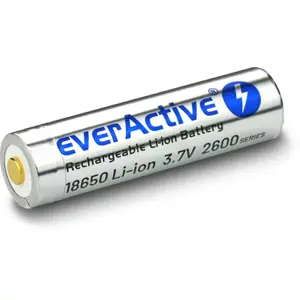 Bateria Li-Ion 18650 3,7V recarregável por micro-USB - 2600mAh - Ø18x70mm