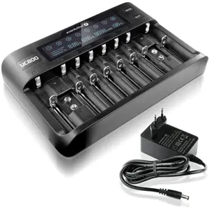 Carregador inteligente multibaterias íons de lítio / Li-FePO4 / Li-HV / Ni-MH e cilíndricas 9 V