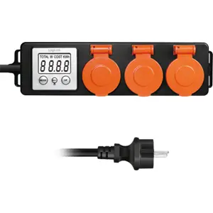 Bloco de 3 tomadas para exterior c/ medidor de consumo - IP44