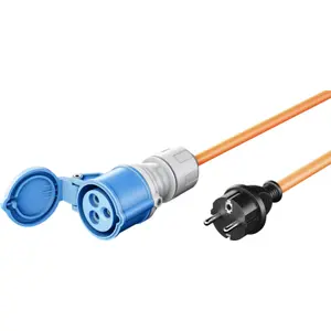 Cabo adaptador schuko macho - ficha CEE 16A monofásica fêmea 3 pólos - 1.5m