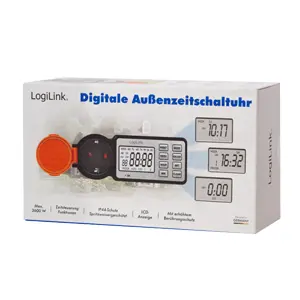 Tomada horária digital de 12 programas p/ exterior IP44