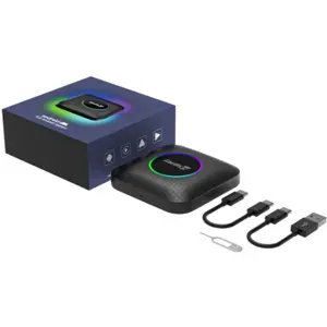 Adaptador universal CarlinKit 5.0 Wireless sem fio c/ Android 13.0 (4+64Gb) integrado p/ CarPlay e Android Auto