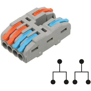 Ligador Rápido 3 ligações Duplo (1-para-2) (0.08...4mm²) c/ patilhas