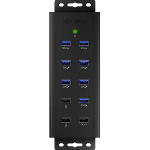 HUB USB 3.2 con 10 puertos (7x USB-A; 1x QC 3.0; 2x BC 1.2) con cable USB y adaptador 12V