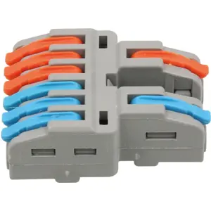 Conector rápido 4 conexiones Doble (1-para-3) (0.08...4mm²) c/ patillas
