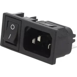 Ficha IEC C14 (macho) para painel com interruptor 10A