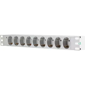 Bloco PDU de 9 tomadas para rack bastidor 19'' 1U c/ ficha schuko - Cinza Claro