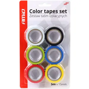 Conjunto 6 cintas aisladoras PVC (varios colores) 15mm x 5m