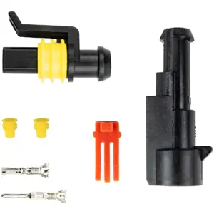 Conjunto fichas AMP macho + fêmea 1 pino com terminais [1 par]