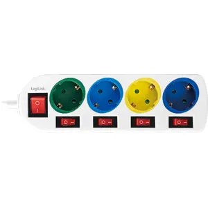 Bloco de 4 tomadas Multicor c/ interruptor geral + individuais - cabo (3x1.5mm²) 1.5m