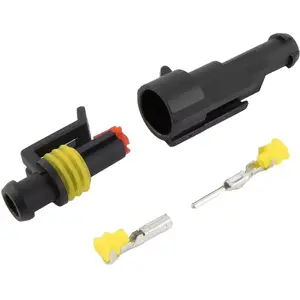 Conjunto fichas AMP macho + fêmea 1 pino com terminais [1 par]