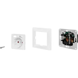 Tomada de parede schuko 230VAC 16A c/ USB-A + USB-C (5VDC 2.8A)