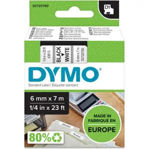 Fita de etiquetar D1 43613 [Preto sobre branco] - 6mm x 7m