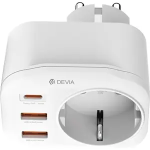 Carregador 20W 2×USB-A + 1×USB-C PD (3A) c/ saída Schuko