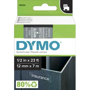 Fita de etiquetar D1 45020 [Branco sobre Transparente] - 12mm x 7m