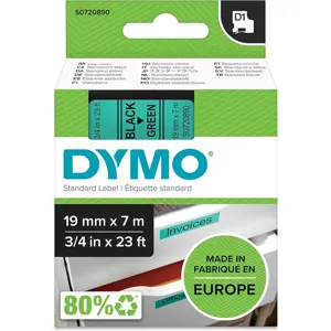 Fita de etiquetar D1 45809 [Preto sobre verde] - 19mm x 7m
