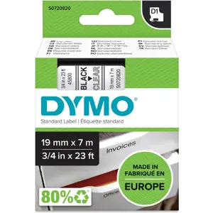 Fita de etiquetar D1 45800 [Preto sobre Transparente] - 19mm x 7m