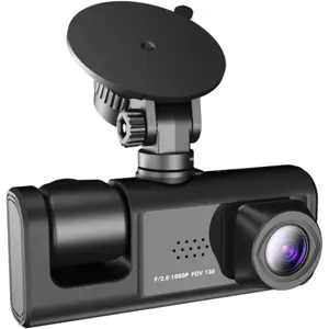 Dashcam frontal 1080p com display 2'' e câmara de interior + câmara de traseira