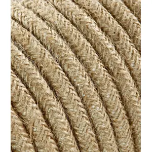 Cabo têxtil redondo 2x0.75mm 50M - corda JUTA Ø7.2mm