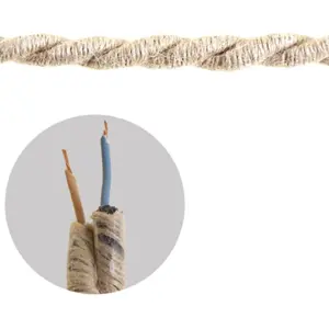 Cabo têxtil torcido 2x0.75mm 50M - corda JUTA Ø12mm