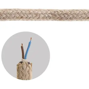 Cabo têxtil redondo 2x0.75mm 50M - corda JUTA  Ø12mm