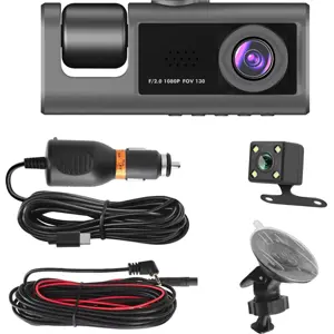 Dashcam frontal 1080p com display 2'' e câmara de interior + câmara de traseira