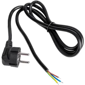 Cabo de alimentação (PVC) c/ ficha Schuko 90º - 3x0.5mm² - Preto - 1.5m