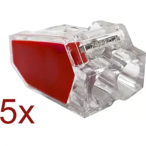 Ligador Rápido 2 ligações (0.5..2.5mm²) Unifilares - vermelho [5 Unid.]