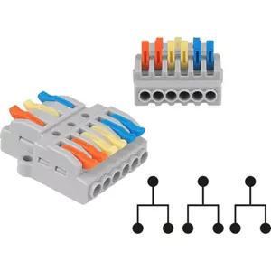 Ligador Rápido 3 ligações Triplo (1-para-2) (0.08...4mm²) c/ patilhas