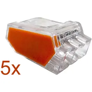 Ligador Rápido 3 ligações (0.5...2.5mm²) Unifilares - laranja [5 Unid.]