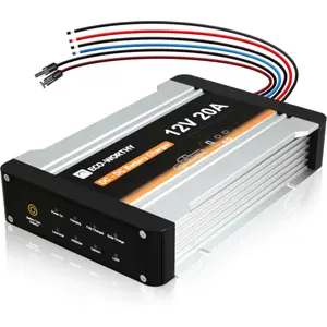 Carregador de baterias DC-DC c/ entrada Alternador + carregador Solar MPPT - 12V 20A